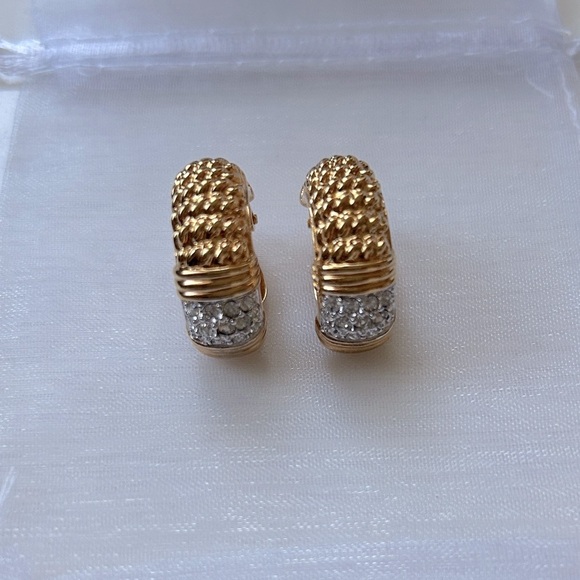 Swarovski Crystal Gold and Silver clip Earrings - Picture 1 of 5